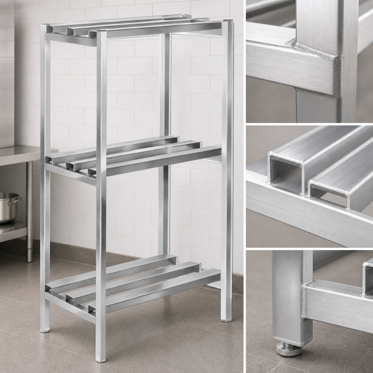 Product image #3 for Lifetime Tough Channel Style Aluminum Dunnage Shelving, 3 Shelves, 54W x 24D x 64H