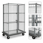 Thumbnail image #3 for Eagle Group QuadTruss DTSC2430E Open Wire Security Cage Dolly Truck with Dual Padlock Doors, 34-7/8 x 29-3/4 x 69 Inches
