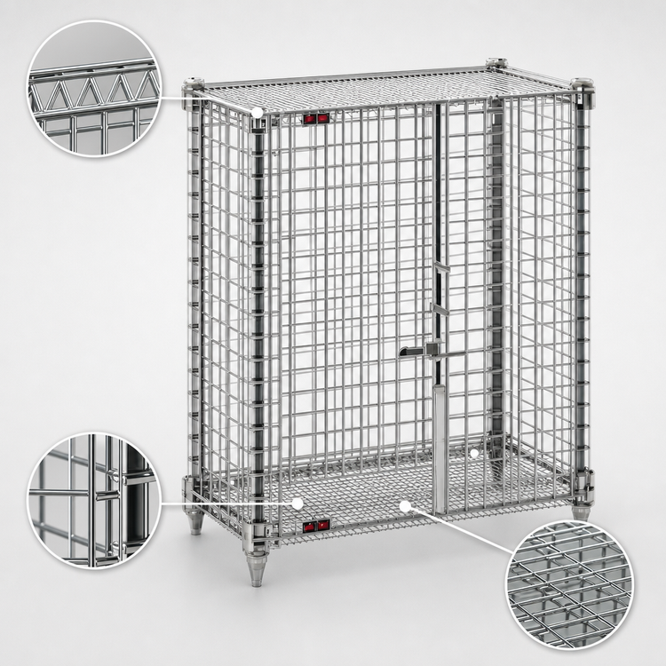 Product image #3 for Eagle Group QuadTruss Mini Stationary Security Cage with Dual Locking Doors, 50 x 26 x 40 Inches, Chrome-Plated Finish
