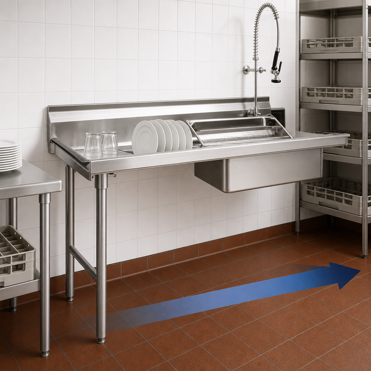 Product image #3 for Eagle Spec-Master Straight Soiled Dishtable with Pre-Rinse Sink, Left-to-Right Operation, 84 x 30 x 43-1/2 Inch