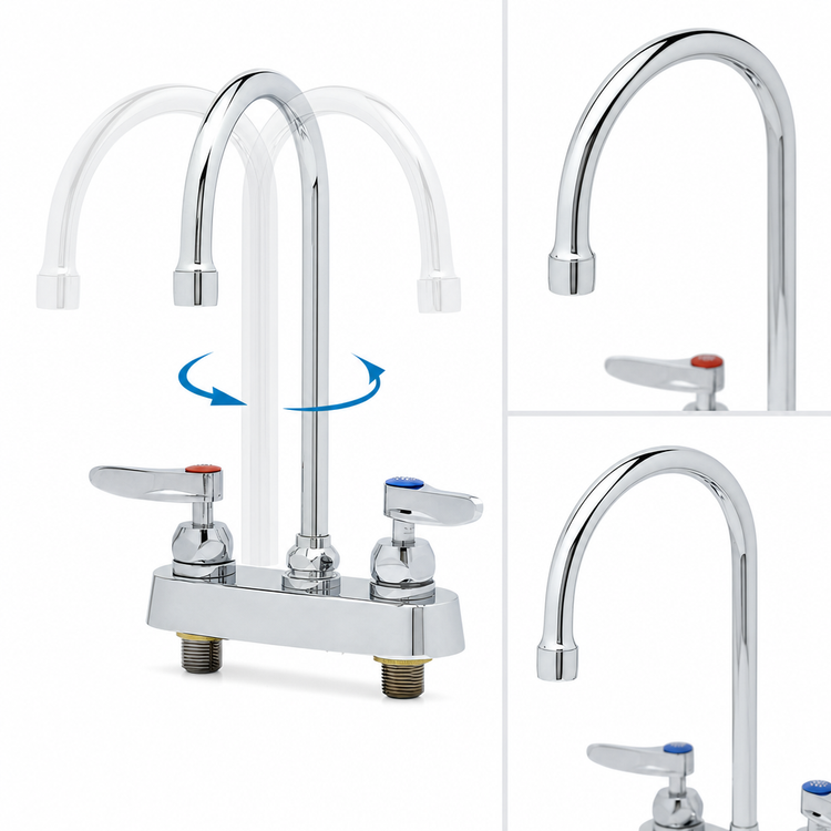 Product image #3 for T&S Brass B-1141-CR Workboard Faucet, Swivel Gooseneck, 4-Inch Centers, Deck Mount, Polished Chrome
