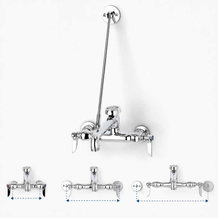 Product image #3 for T&S Brass B-0667-POL Polished Chrome Wall-Mount Service Sink Faucet with Vacuum Breaker Nozzle and Pail Hook