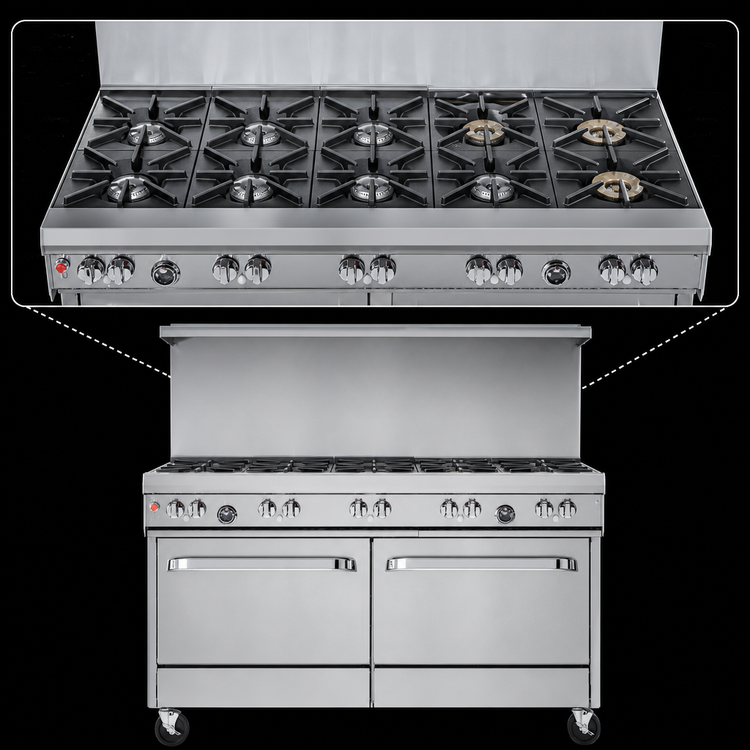 Product image #3 for Southbend Ultimate 60-Inch Gas Restaurant Range with 9 Open Burners, Standard Oven, and Cabinet Base
