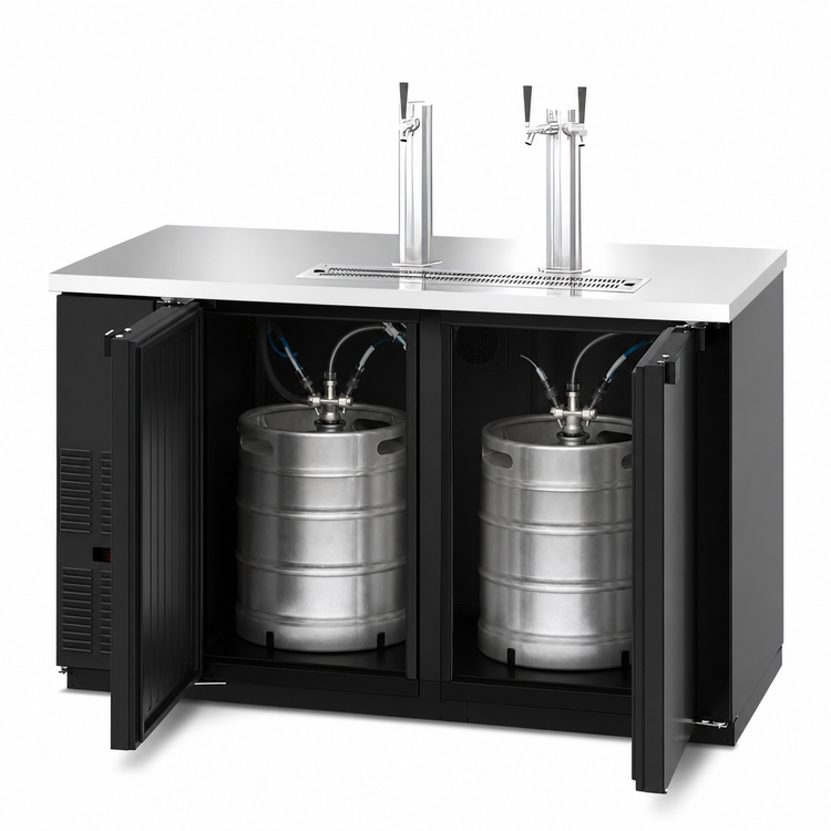 Product image #3 for Hoshizaki DD59 Two-Section Direct Draw Draft Beer Cooler, 59-1/2 Inch Wide, 18.45 Cu. Ft., Holds (2) 1/2 Kegs