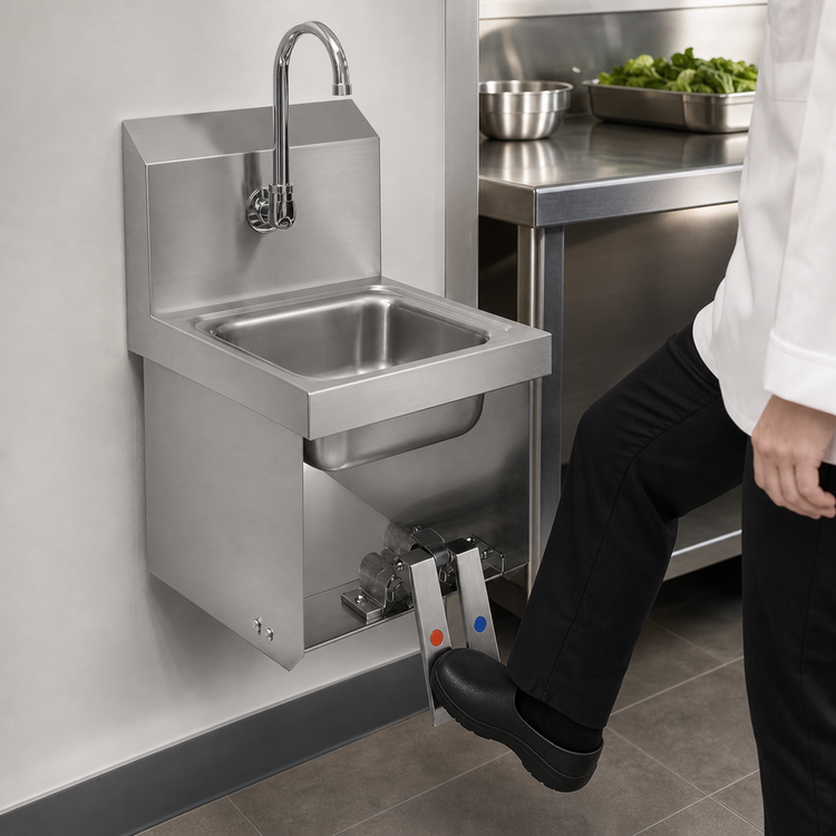 Product image #3 for John Boos Pro-Bowl Wall-Mount Stainless Steel Hand Sink with Double Knee Valves