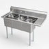 Thumbnail image #3 for Omcan 3-Compartment Pot Sink with Right-Hand Drainboard, 18 x 18 x 11-Inch Bowls