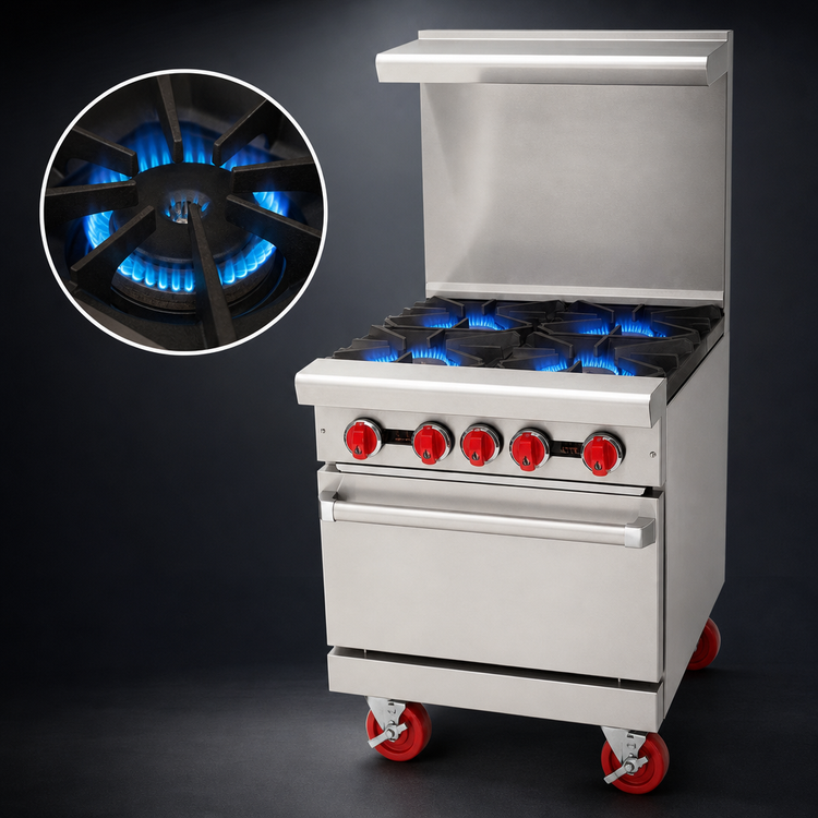 Product image #3 for American Range AR-4 24-Inch Gas Restaurant Range with 4 Open Burners and 20-Inch Space Saver Oven