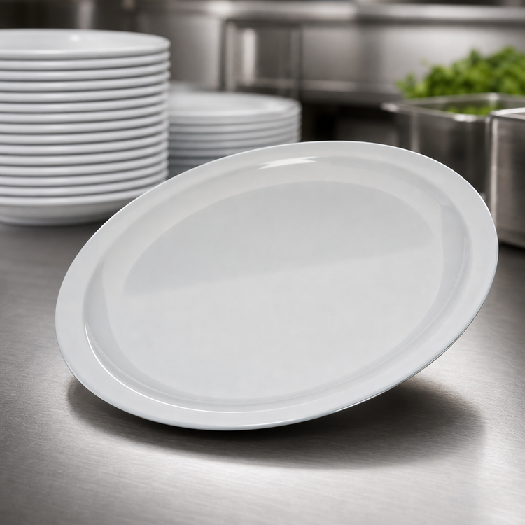 Product image #4 for Carlisle Kingline 10-Inch White Round Melamine Narrow Rim Dinner Plate