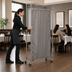 Thumbnail image #3 for Quantum Mobile Privacy Partition with Curtain, 36W x 12D x 78H, Gray Epoxy Antimicrobial Finish