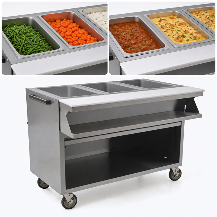 Product image #3 for Spec-Master SPHT4OB-208-3 4-Well Mobile Electric Hot Food Table with Open Base