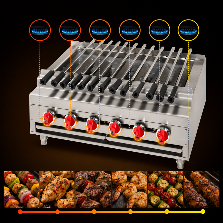 Product image #4 for American Range ARKB-36 36-Inch Countertop Gas Kebob Broiler with 6 Individually Controlled Burners