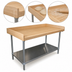 Thumbnail image #3 for Advance Tabco 48 Inch x 30 Inch Bakers' Top Wood Work Table with Undershelf and Rear/Side Splashes