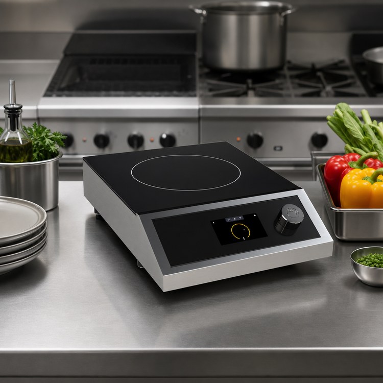 Product image #3 for CookTek Freestanding Single Hob Induction Cooktop with 4.3-Inch Helios Capacitive Touch Display, 1.8 kW, 120V
