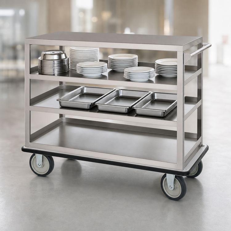 Product image #3 for Queen Mary Stainless Steel Utility Cart with 4 Shelves and 1600 lb Capacity