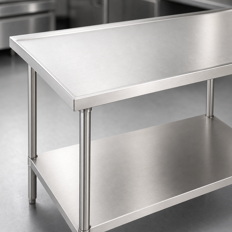 Product image #3 for Advance Tabco VSS-304 48" x 30" 14-Gauge 304 Stainless Steel Work Table with Adjustable Undershelf