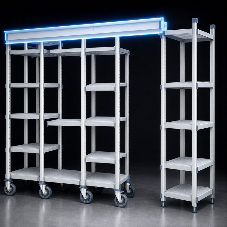 Product image #3 for MetroMax Q Top-Track Stationary End Unit Kit, 18-Inch Wide, Epoxy-Coated Steel Posts