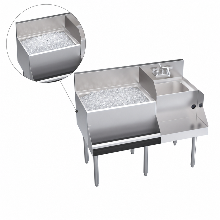 Product image #4 for Royal Series 42-Inch Left Ice Bin Underbar Cocktail Station with Blender Sink and 10-Circuit Cold Plate