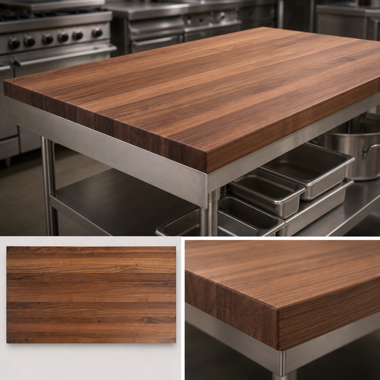 Product image #3 for John Boos Boos Block American Black Walnut Edge Grain Kitchen Countertop, 60 x 48 x 3 Inches, Flat No-Backsplash