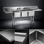 Thumbnail image #3 for Eagle Group Spec-Master FN2472-3-36R-14/3 3-Compartment Stainless Steel Sink, 14 Gauge, 24 x 24 x 14 Inch Bowls, 36 Inch Right Drainboard