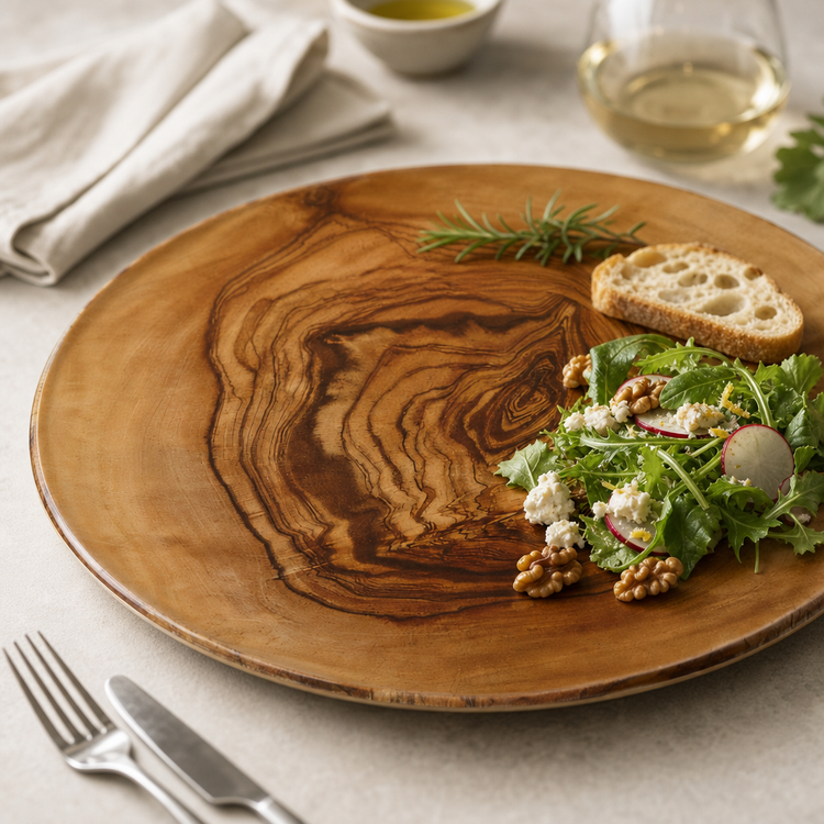 Product image #3 for American Metalcraft Naturals 21-1/2-Inch Round Melamine Platter, Olive Wood Pattern