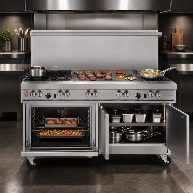 Product image #3 for Southbend Ultimate 60-Inch Gas Restaurant Range with 48-Inch Griddle, Convection Oven and Cabinet Base