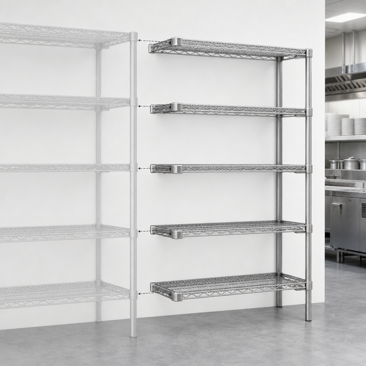 Product image #3 for Eagle Group 5-Tier Wire Add-On Shelving Unit, 36 x 21 x 86 Inches, Stainless Steel Finish