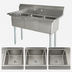 Thumbnail image #3 for Omcan USA 35-Inch Three-Compartment Pot Sink with 10 x 14 x 10-Inch Bowls and Center Drain