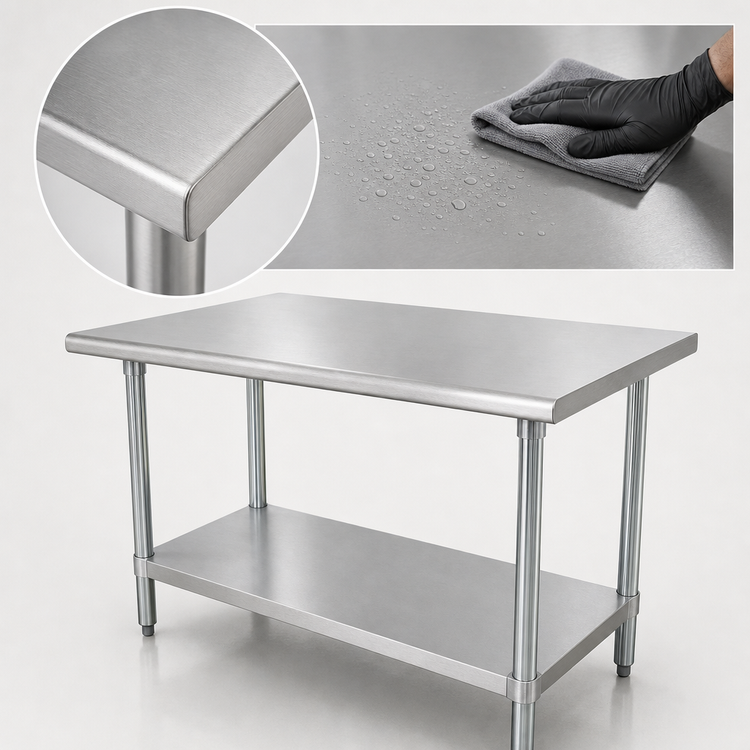 Product image #3 for Advance Tabco Special Value Series 30" x 30" Square Flat Top Stainless Steel Work Table with Adjustable Undershelf
