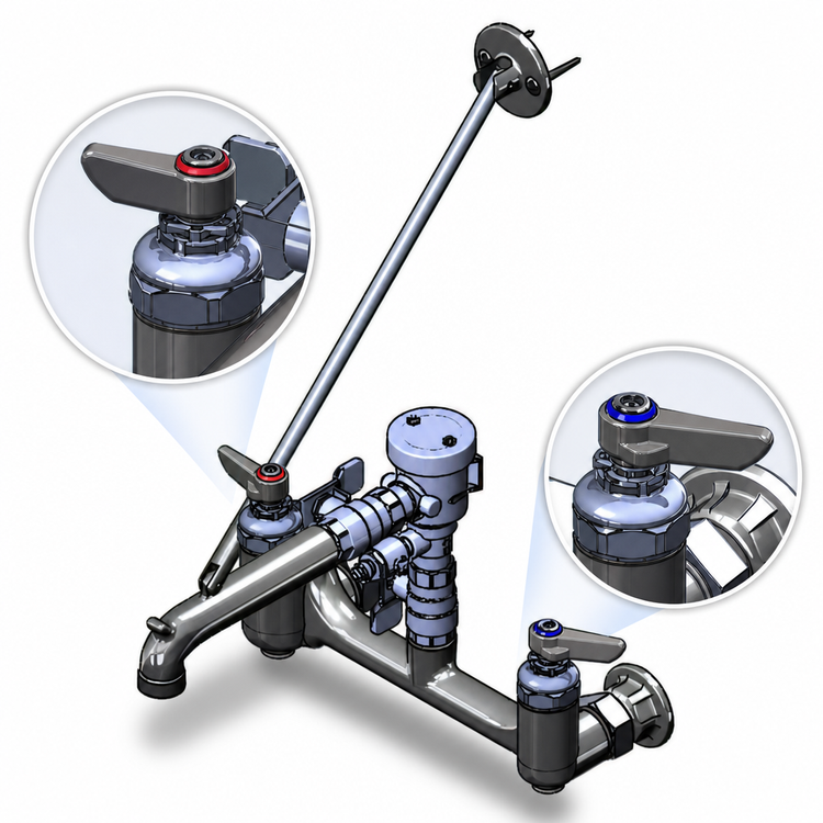 Product image #3 for T&S Brass 8-Inch Wall Mount Service Sink Faucet with Built-In Stops and Vacuum Breaker