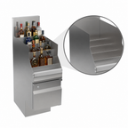 Thumbnail image #3 for Krowne AL24-ML12 Freestanding Stainless Steel Underbar Liquor Display Cabinet, 5 Bottle Steps, Guard Rails, 15-Bottle Capacity