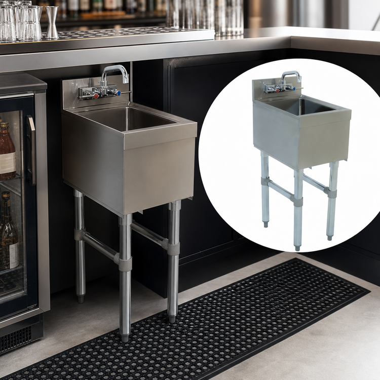 Product image #3 for Advance Tabco Underbar Basics Free-Standing Stainless Steel Underbar Hand Sink with Splash Mount Faucet
