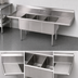Thumbnail image #3 for John Boos E-Series Freestanding 66-Inch Stainless Steel 3-Compartment Sink with Left and Right Drainboards