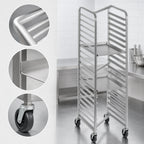 Thumbnail image #4 for Channel Manufacturing 403SN Stainless Steel Nesting End-Load Bun Pan Rack, 12-Pan Capacity, 5-Inch Spacing, 5-Inch Casters