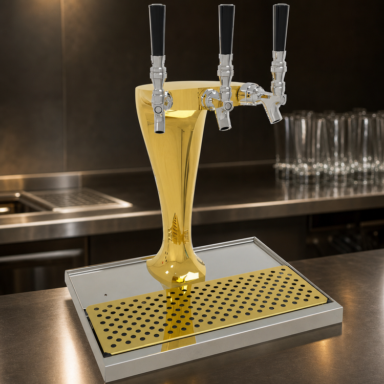 Product image #3 for Glastender Cobra 3-Faucet Countertop Glycol-Cooled Draft Dispensing Tower, Gold Finish