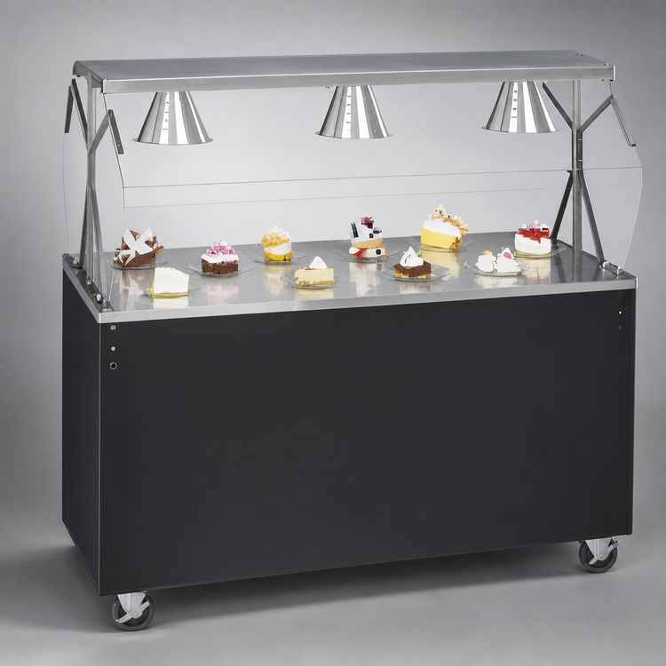 Product image #3 for Vollrath 2-Series Affordable Portable 46 Inch Mobile Utility Station with Open Storage, Buffet-Style Breath Guard, and Stainless Steel Top