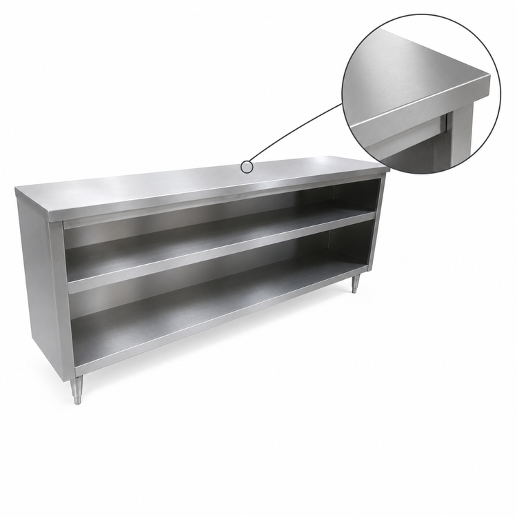 Product image #3 for Advance Tabco 84W x 18D Stainless Steel Open-Base Dish Cabinet with Mid-Shelf