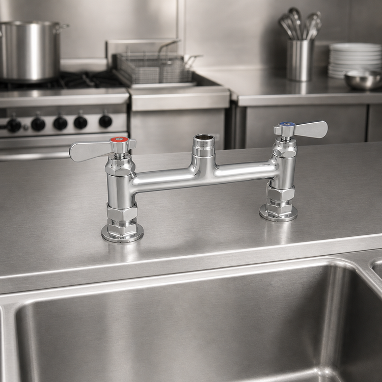 Product image #3 for OptiFlow Heavy Duty Lead-Free Deck Mount Faucet Body Only, 8-Inch Centers