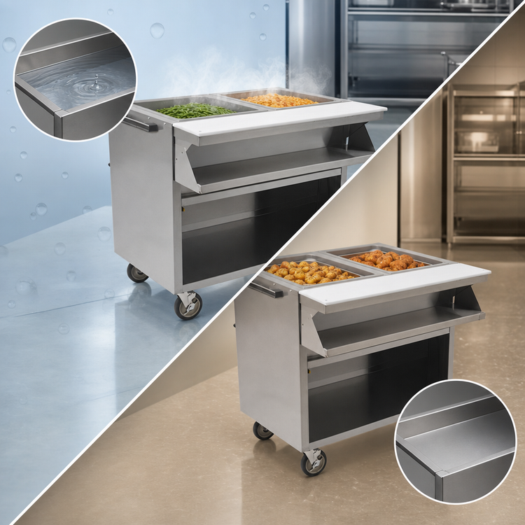 Product image #3 for Spec-Master Sealed Well Electric Hot Food Table with Open Front Base, (2) 12 x 20-Inch Wells, 33-Inch Wide, Mobile, 240V