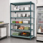 Thumbnail image #3 for Quantum WR86-2472WPM-5 5-Tier Stationary Wire Plastic Mat Shelving Unit, 72 x 24 x 86 Inches, Green