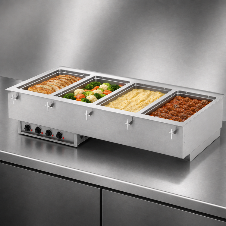 Product image #3 for Vollrath Four-Well Drop-In Electric Hot Food Well, Thermostatic, Wet Operation, 240V