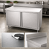Thumbnail image #3 for John Boos 60-Inch x 30-Inch 16-Gauge Stainless Steel Enclosed Work Table with Cabinet Base, Hinged Doors, and 5-Inch Backsplash