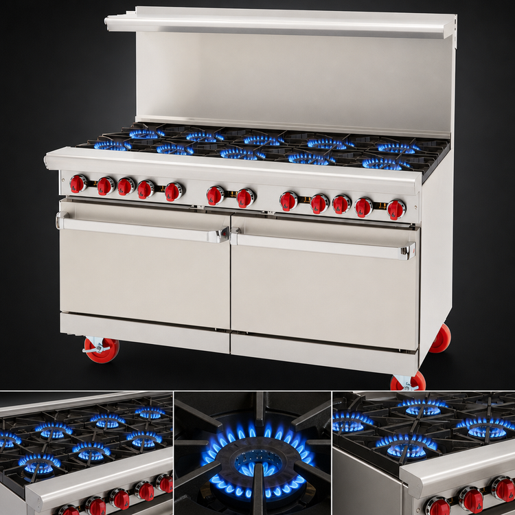 Product image #4 for American Range AR-10 60-Inch Gas Restaurant Range with 10 Open Burners and 2 Standard Ovens