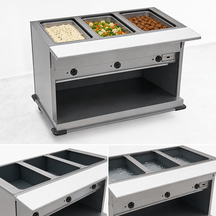 Product image #3 for Spec-Master PHT3CB-208 3-Well Electric Portable Hot Food Table with Enclosed Base