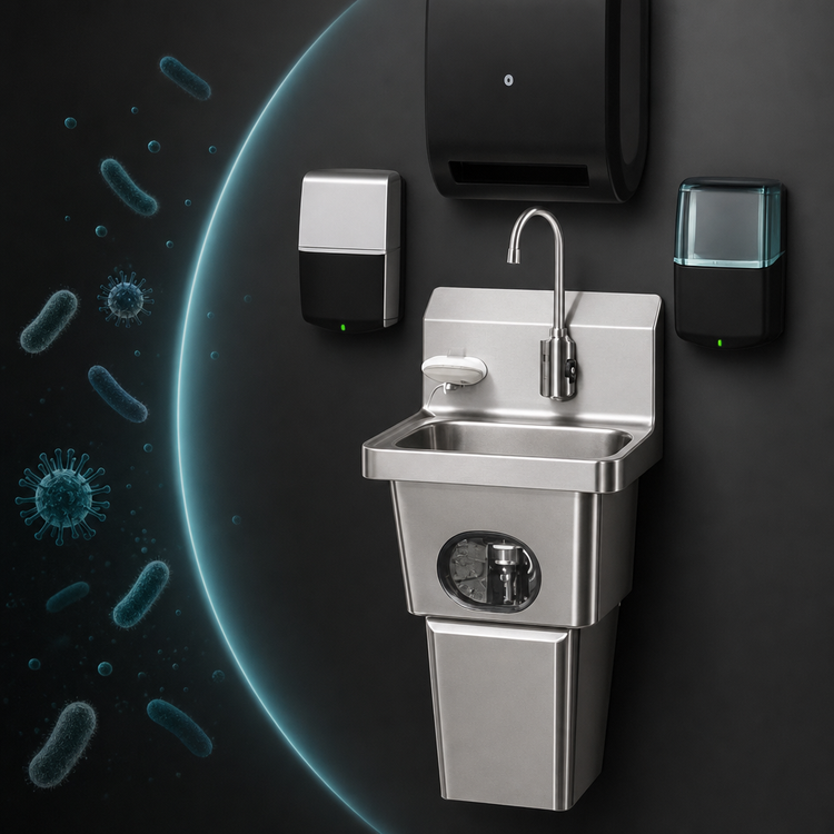 Product image #3 for Eagle Group MicroGard Touch-Free Single-Bowl Handwashing System with Skirt, No Waste Receptacle