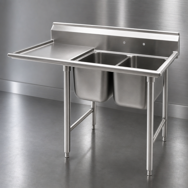 Product image #3 for Eagle Group 414 Series Two-Compartment Stainless Steel Sink with Left Drainboard