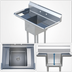 Thumbnail image #3 for Sapphire Manufacturing 1-Compartment Commercial Sink with Left and Right Drainboards, 60 x 25-1/2 x 44-1/4 Inches