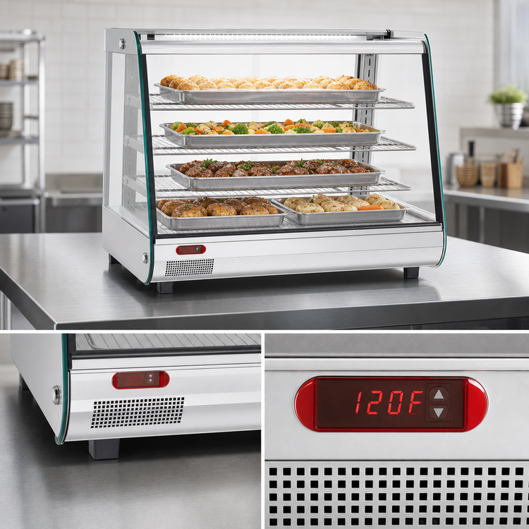 Product image #4 for Full-Service Countertop Heated Food Display Case with Sliding Glass Doors, 33.1 Inch Wide, 5.6 Cu. Ft.