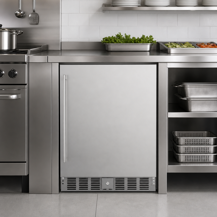 Product image #3 for KoolMore 5 Cu. Ft. One-Section Built-In Stainless Steel Undercounter Refrigerator
