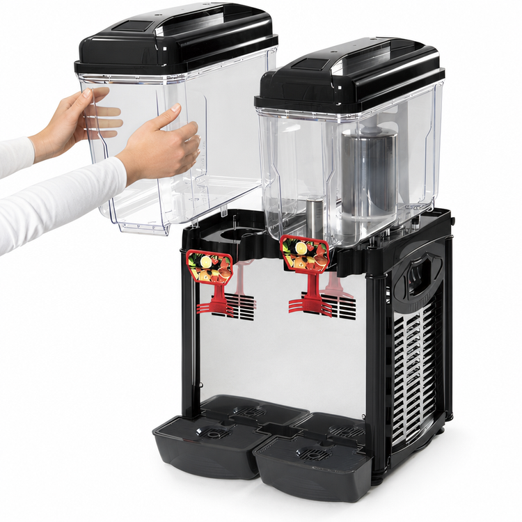 Product image #3 for Cofrimell CD2J110 Two-Bowl Juice Dispenser with 3-Gallon Removable Polycarbonate Bowls, 110V