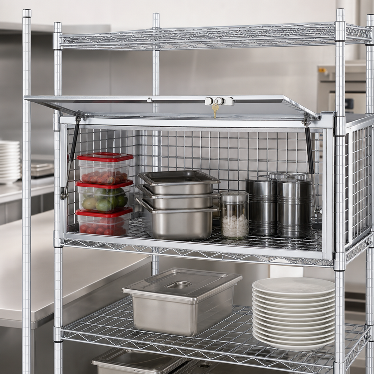Product image #3 for Eagle Group Security Enclosure Kit with Flip-Up Door, 36W x 24D x 20H, Chrome Finish
